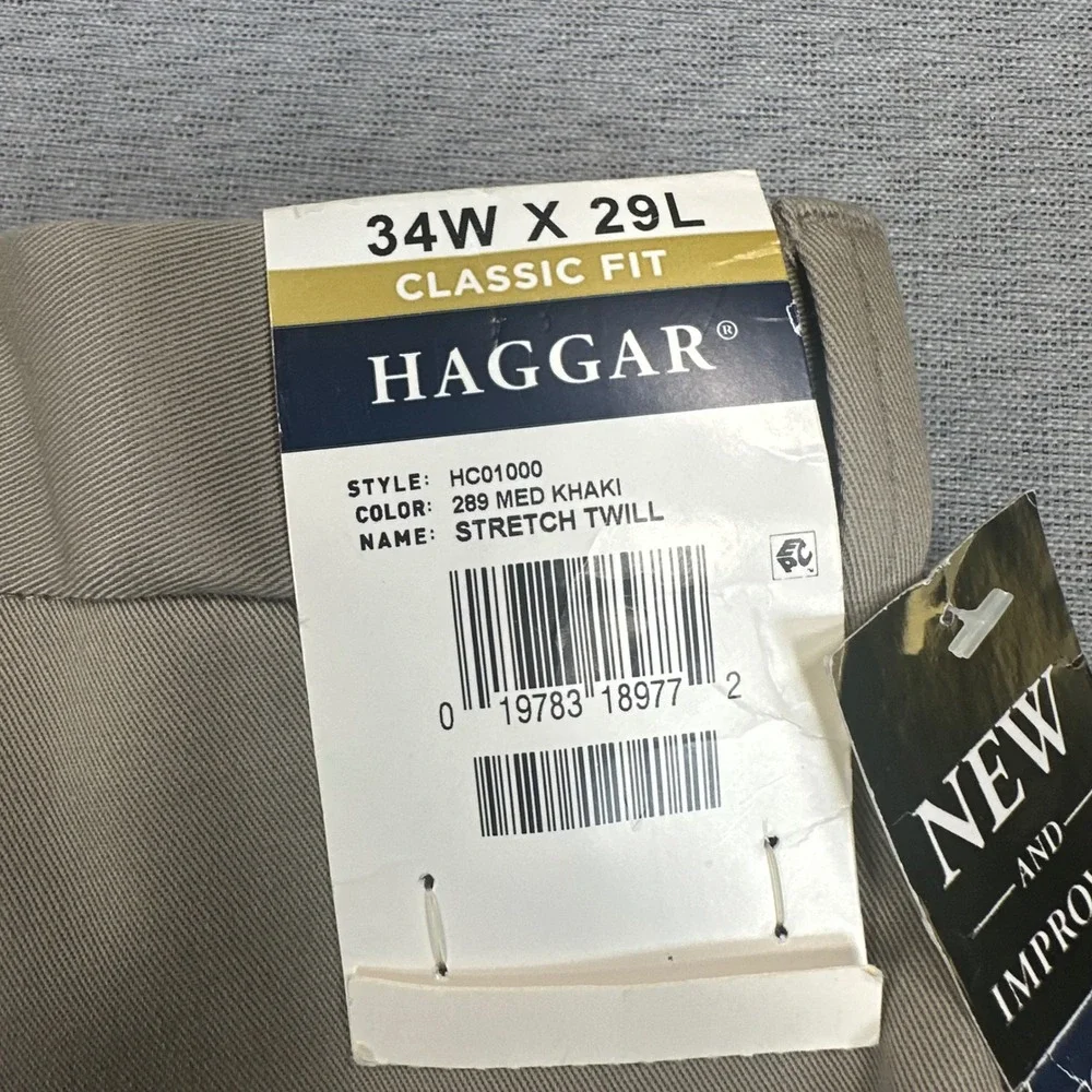 Haggar Pants Mens 34x29 (42x29) Iron Free Premium Khaki Classic Fit Stretch NEW